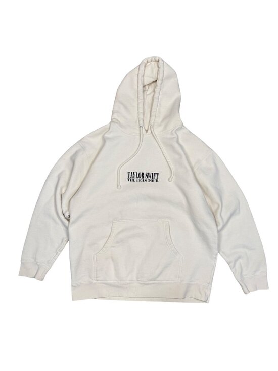 Taylor Swift Tops - Taylor Swift Eras Tour Hoodie Large Cream Graphic Front & Back Cotton Blend